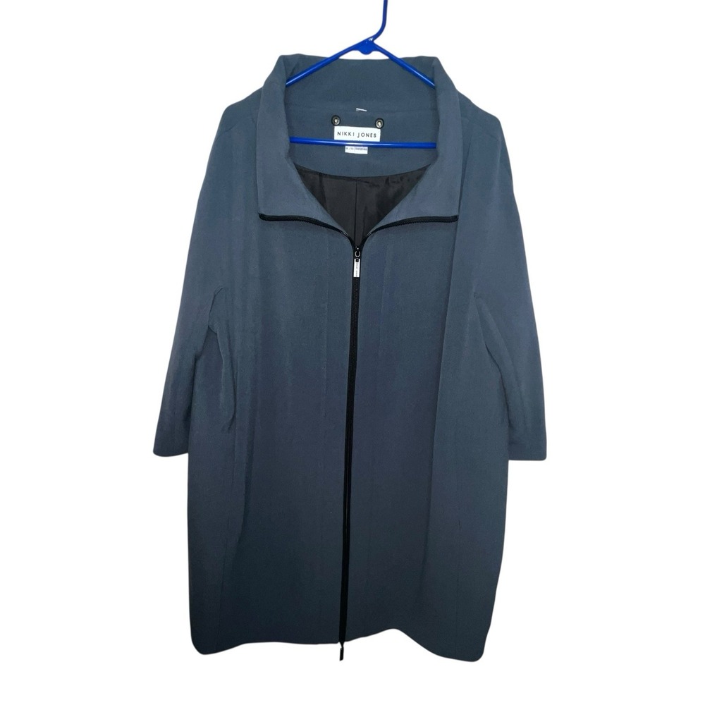 Nikki Jones‎ Montreal Blue Loose Fit Long Coat Full Zip Jacket Women's Size XL